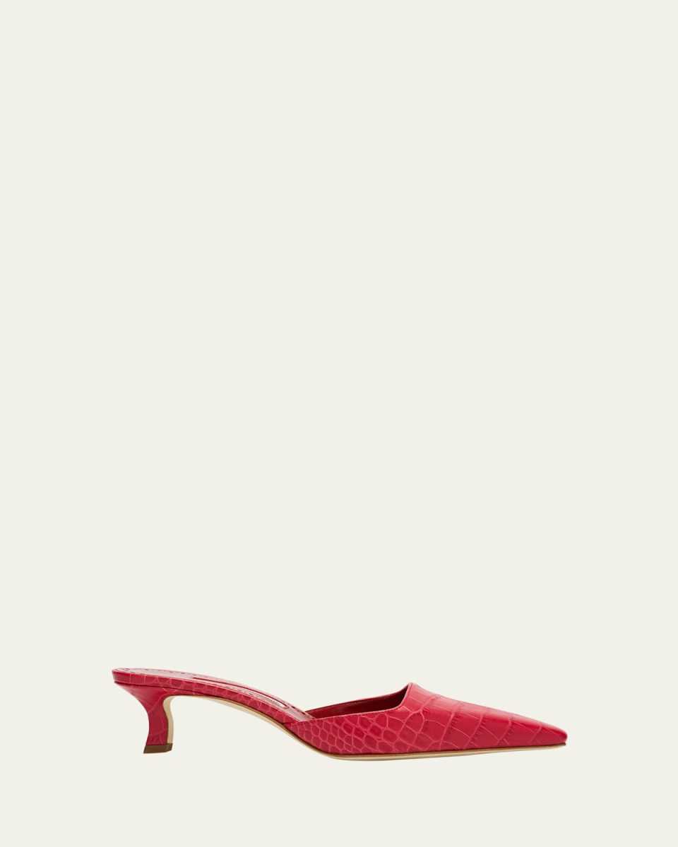 Moiramu Croc-Embossed Leather Mules